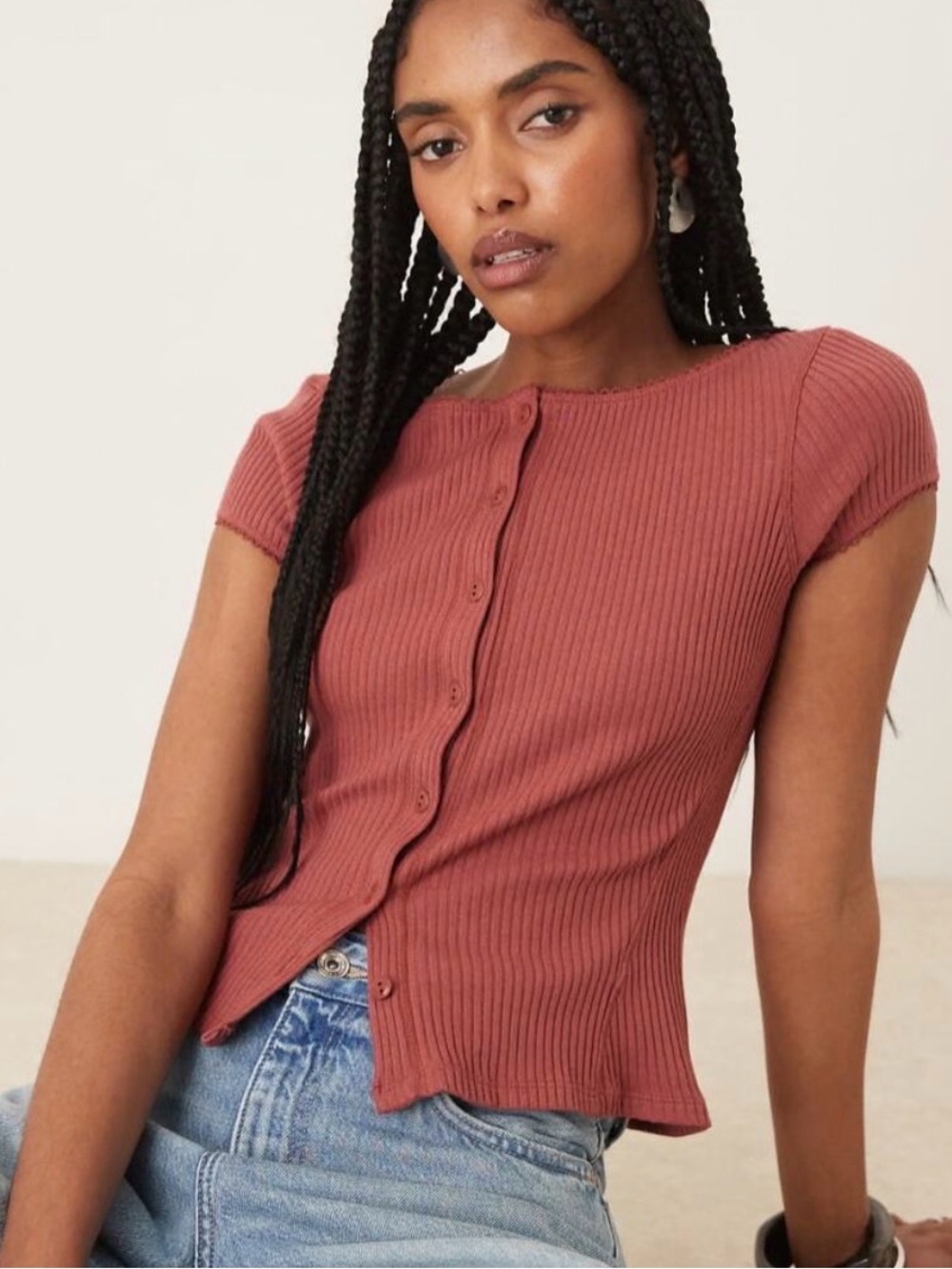 NWT Free People Intimately Most Wanted Cardigan Ribbed Tee